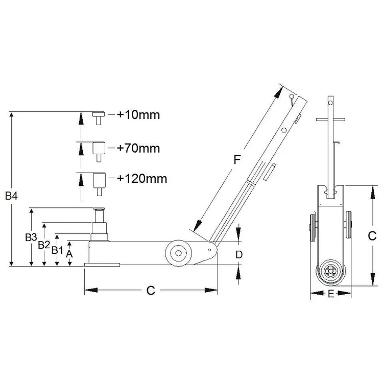 Macaco de Rodas Hidropneumático COMPAC 22/44T 217-667mm