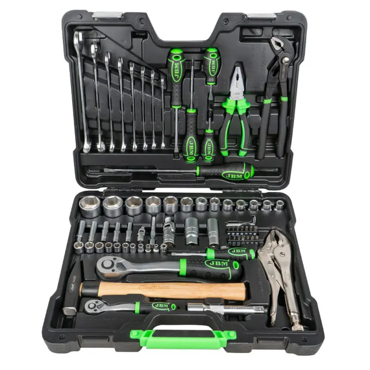 Mala de Ferramentas 72 Peças Sextavadas JBM 51818 1/4" 1/2" Cr-V
