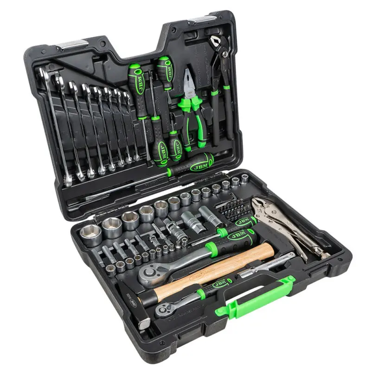 Mala de Ferramentas 72 Peças Sextavadas JBM 51818 1/4" 1/2" Cr-V