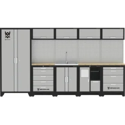 Mobiliário de Oficina 5 Elementos com Lava-loiça e Tampo em Faia DRAKKAR 3635x488x2000mm