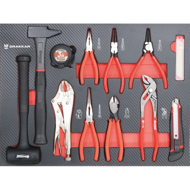 Módulo de Espuma DRAKKAR 530x395mm para Alicates e Martelos 12 Peças Módulo de Espuma DRAKKAR 530x395mm para Alicates e Martelos 12 Peças
