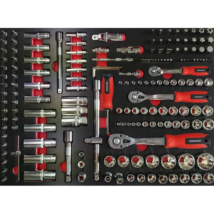 Módulo de Espuma DRAKKAR 534x395mm para Chaves de Caixa 1/4 3/8 e 1/2 Polegada 171 Peças