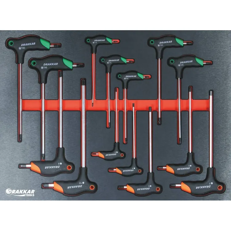 Módulo de Espuma DRAKKAR 534x395mm para Chaves Punho em T Hex/Torx 14 Peças