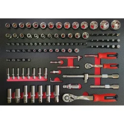 Módulo de Espuma para Chaves de Caixa 1/4 e 1/2 Polegada DRAKKAR 110 Peças 567x402mm