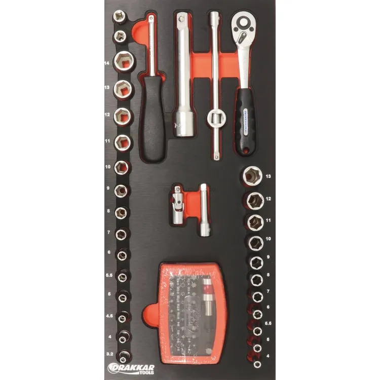 Módulo de Ferramentas DRAKKAR 85 Peças 1/4″ 395x178x32mm