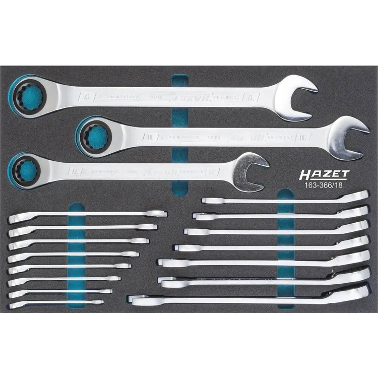 Módulo HAZET 18 chaves mistas de roquete 12 faces 519x342mm