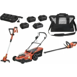 Pack de Jardinagem SCHNEIDER 20V Corta-relvas Ø430mm, Corta-sebes 520mm e Aparador de Relva 250mm