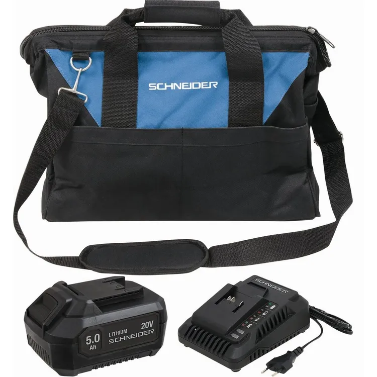 Pack SCHNEIDER 20V com Bateria 5Ah, Carregador 3A e Saco