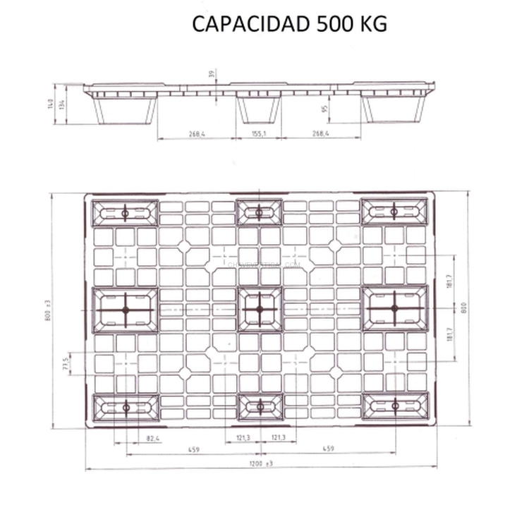 Palete de Exportação Empilhável ND 1200 x 800 x 140 MM