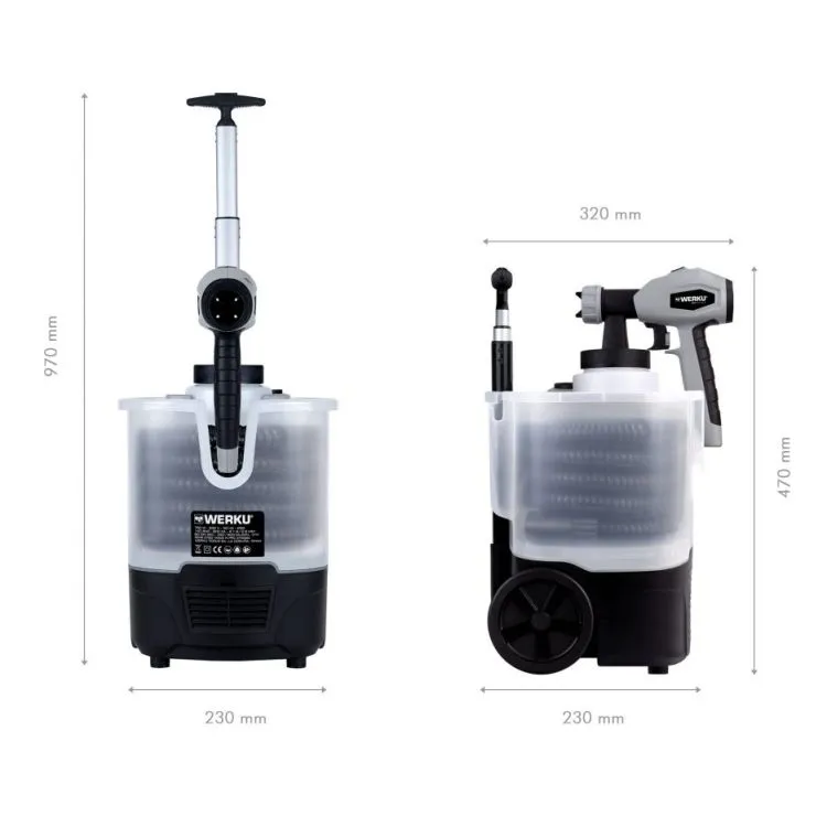Pistola de Pintura de Sucção de Turbina-Trolley WERKU 401180 750W 230V 800ml