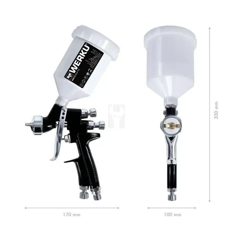 Pistola de Pintura por Gravidade WERKU HVLP-III 600ml 1.3/1.5mm