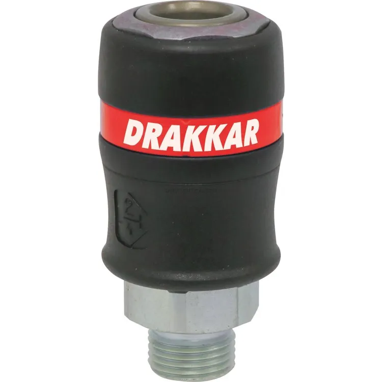 Raccord Rápido Fêmea de Segurança DRAKKAR Passagem de Ar 11mm Rosca Macho 1/2"