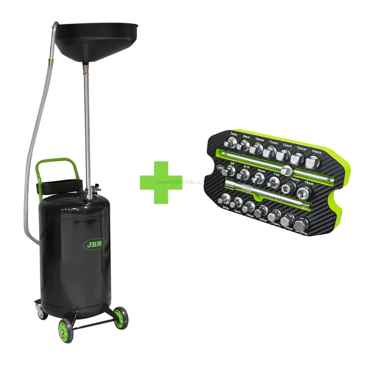 Recoletor de Óleo 90L JBM com Módulo de Vasos para Tampões de Cárter Recoletor de Óleo 90L JBM com Módulo de Vasos para Tampões de Cárter