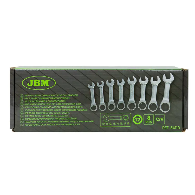 Set 8 Chaves Curtas com Roquete JBM 54110 72 Dentes 8 Peças