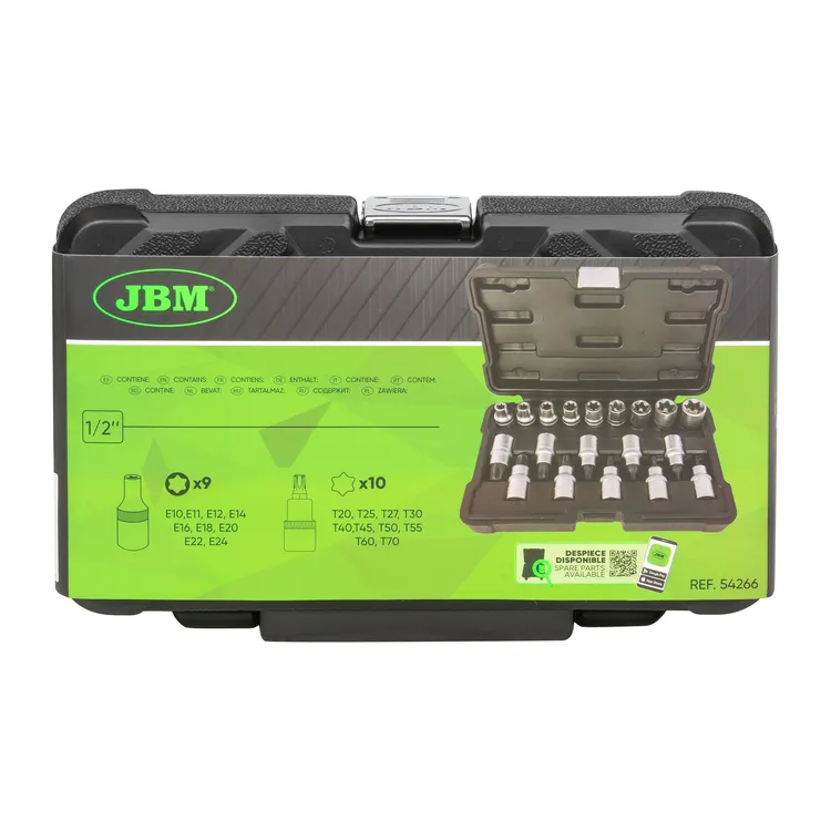 Set de 19 Chaves de Caixa e Pontas Torx JBM 1/2" CrV