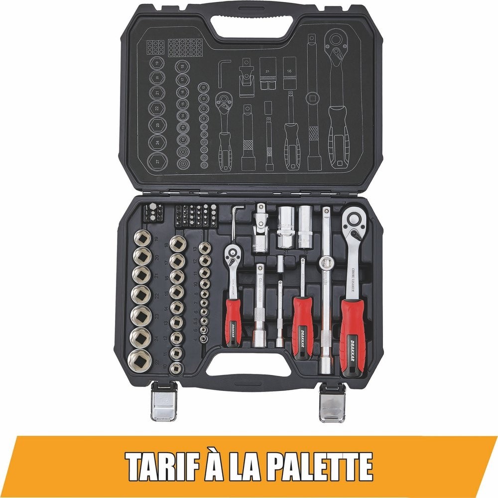 Jogo de Chaves de Caixa 1/4" e 1/2" DRAKKAR 73 Peças