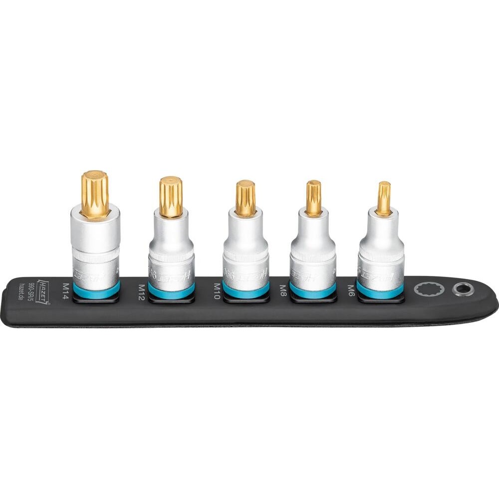 Jogo de 5 Chaves de Caixa com Ponta Torx 1/2" HAZET em Suporte Magnético M6-M14