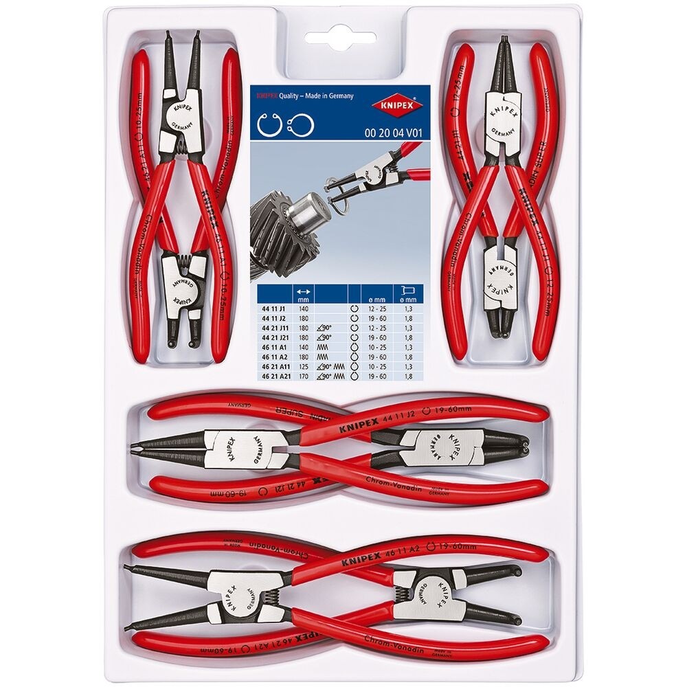 Jogo de Alicates para Freios Circlips KNIPEX 8 Peças