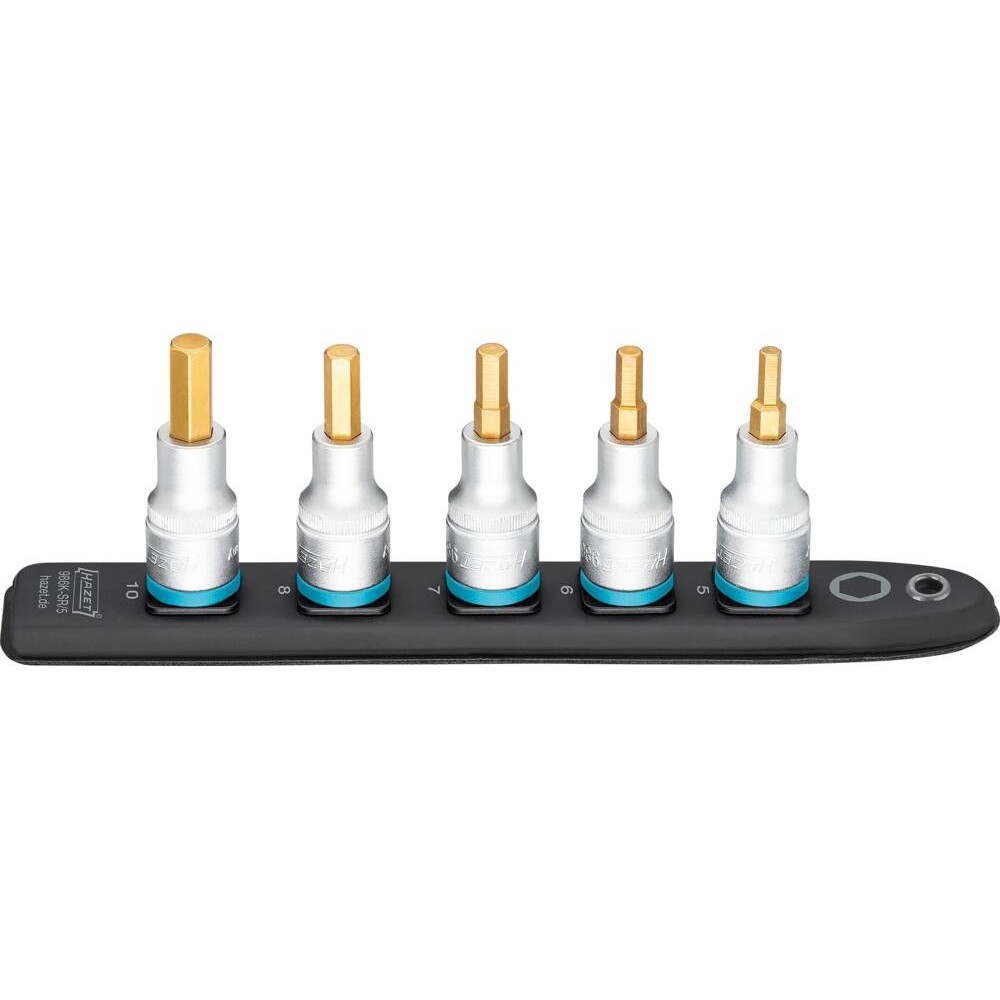 Jogo de Chaves de Caixa Hexagonais 1/2" HAZET com Suporte Magnético 5 Peças