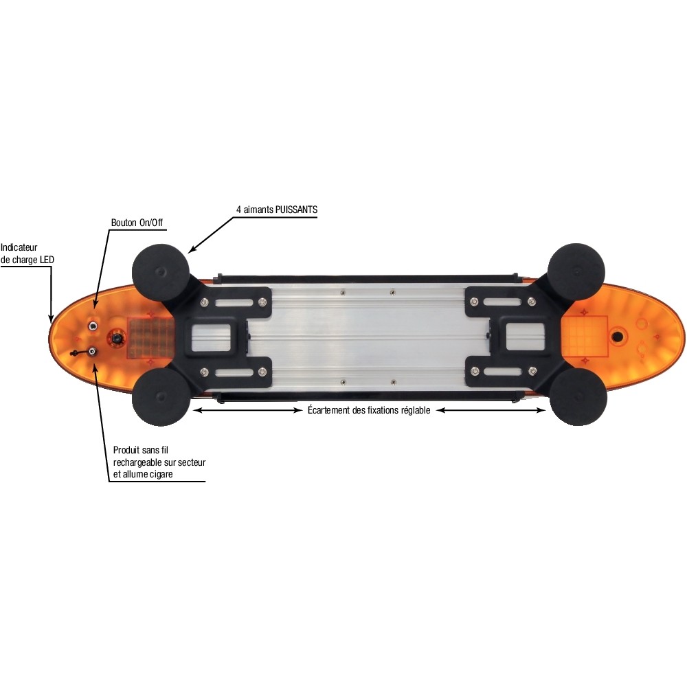 Barra de Sinalização LED SODIFLASH 12/24V 100cm Magnética Recarregável