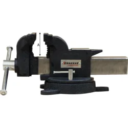 Torno de Bancada em Aço DRAKKAR 200mm com Bigorna e Base Pivotante 360°