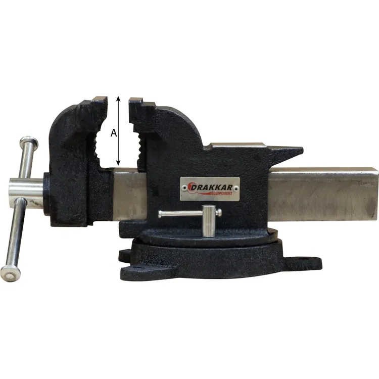 Torno de Bancada em Aço DRAKKAR 200mm com Bigorna e Base Pivotante 360°