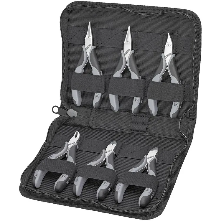 Trousse composée d'un jeu de 6 pinces pour l'électronique - Bi-matière - ESD