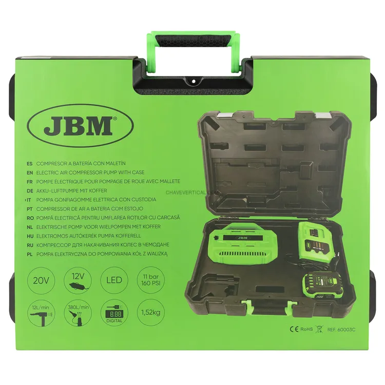 Compressor a Bateria com Mala JBM 12-20V 160 PSI