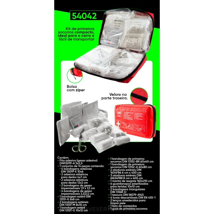 Kit de Primeiros Socorros JBM DIN13164:2022 Vermelho 27 Peças