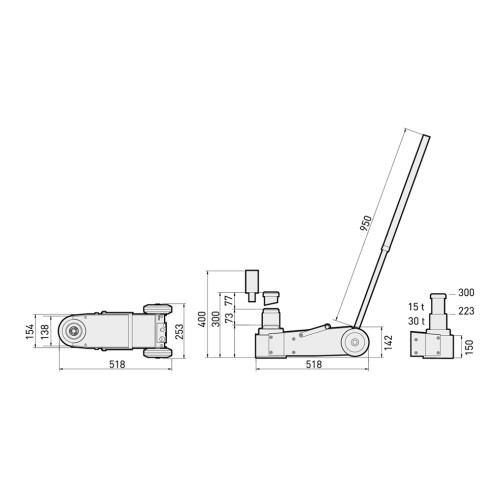 Macaco Hidropneumático Portátil MEGA NP15-2B 15-30T