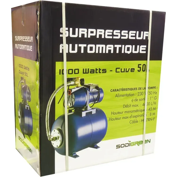 Pressurizador Automático com Bomba de Ferro Fundido DRAKKAR 50L 230V 1000W