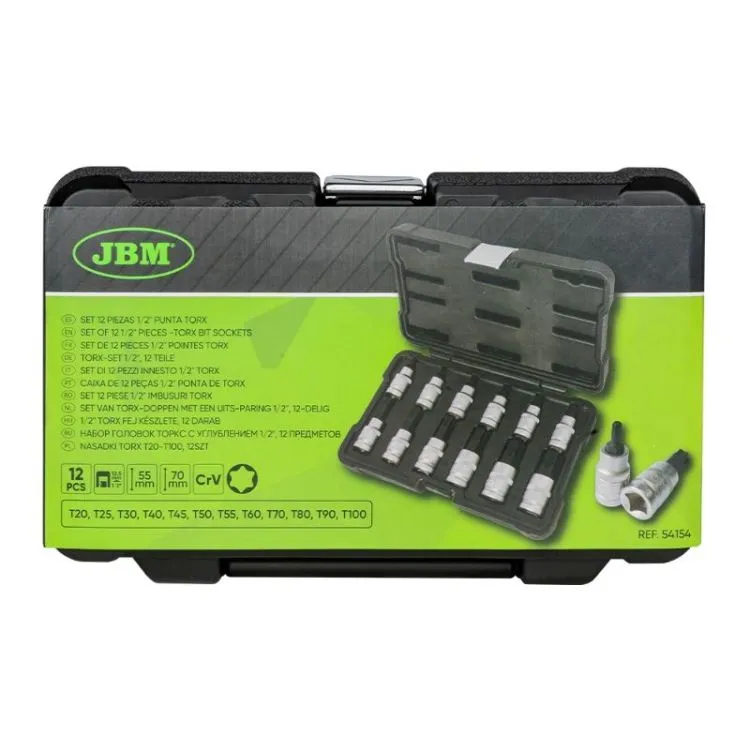 Conjunto de 12 Peças de Pontas Torx 1/2" JBM