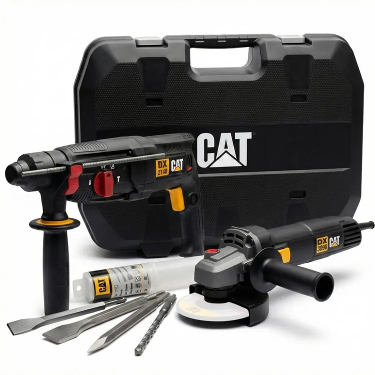 Kit Martelo Perfurador e Rebarbadora CAT DX2140 + DX3090 800W 125mm