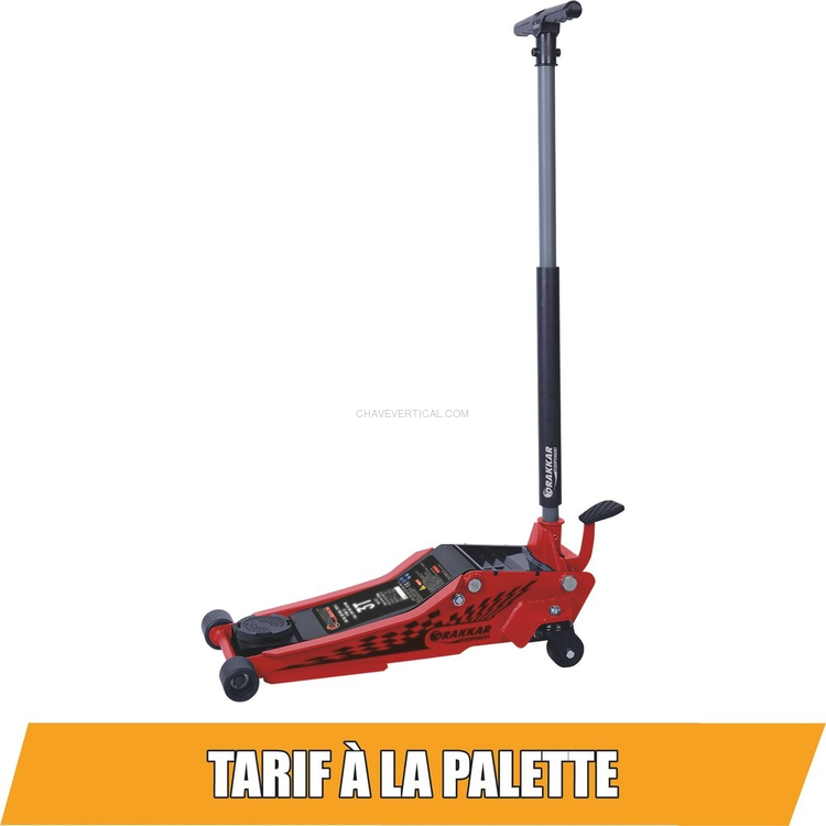 Macaco de Rodas Hidráulico Extra Longo com Pedal DRAKKAR 3T 95-515 mm Macaco de Rodas Hidráulico Extra Longo com Pedal DRAKKAR 3T 95-515 mm