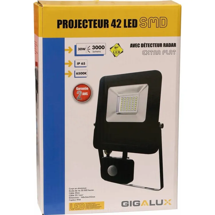 Projetor LED Extra Plano com Detetor Radar GIGALUX 230V 30W 6500K