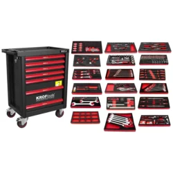 Carro de Ferramentas Preto KROFTOOLS 7 Gavetas 257 Peças