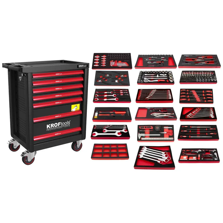Carro de Ferramentas Preto KROFTOOLS 7 Gavetas 257 Peças