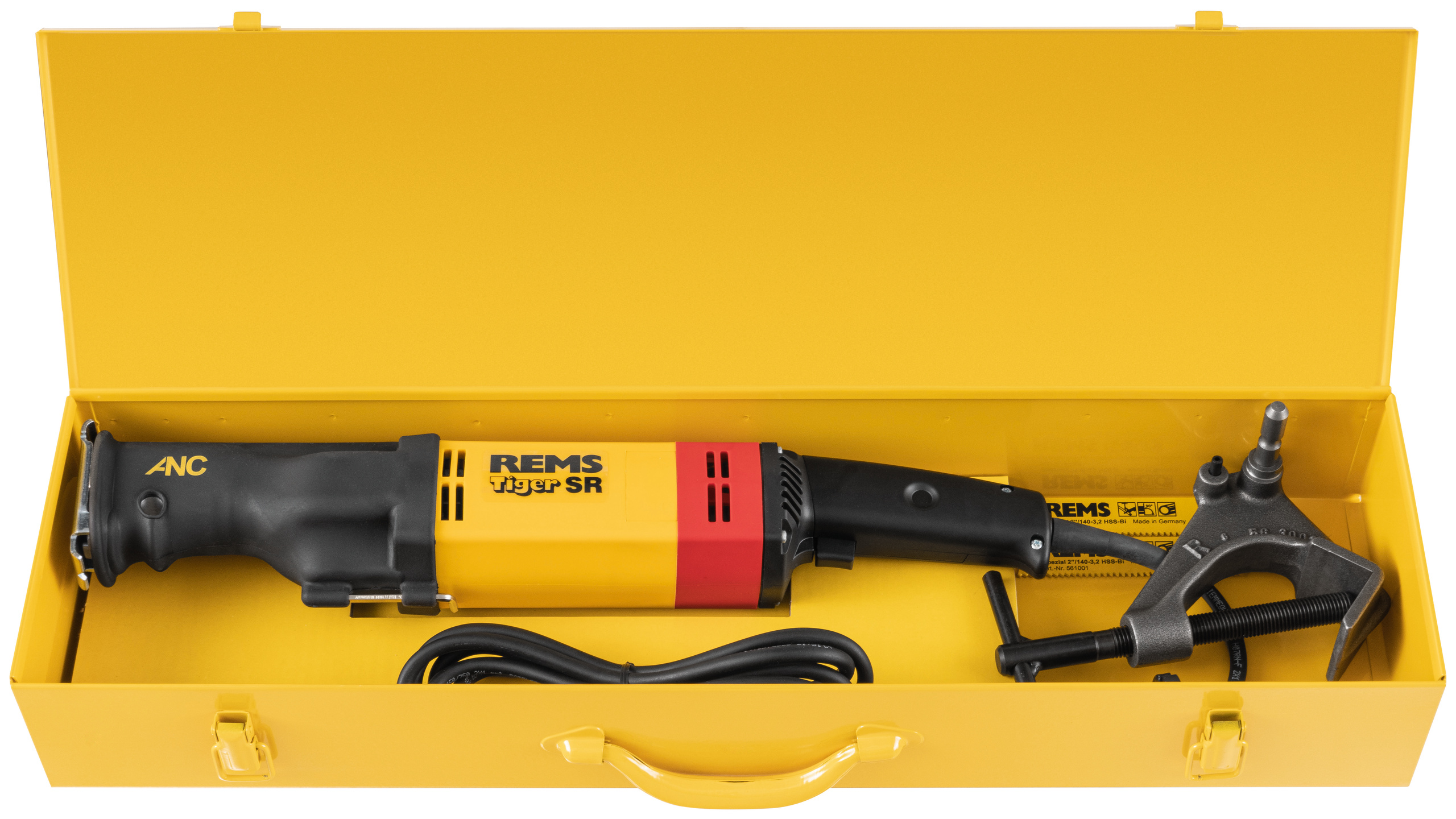 Serra de Sabre para Tubos REMS Tiger SR 1400 W 700–2200 CPM com Guia 2 POL REMS Tiger SR Set conjunto
