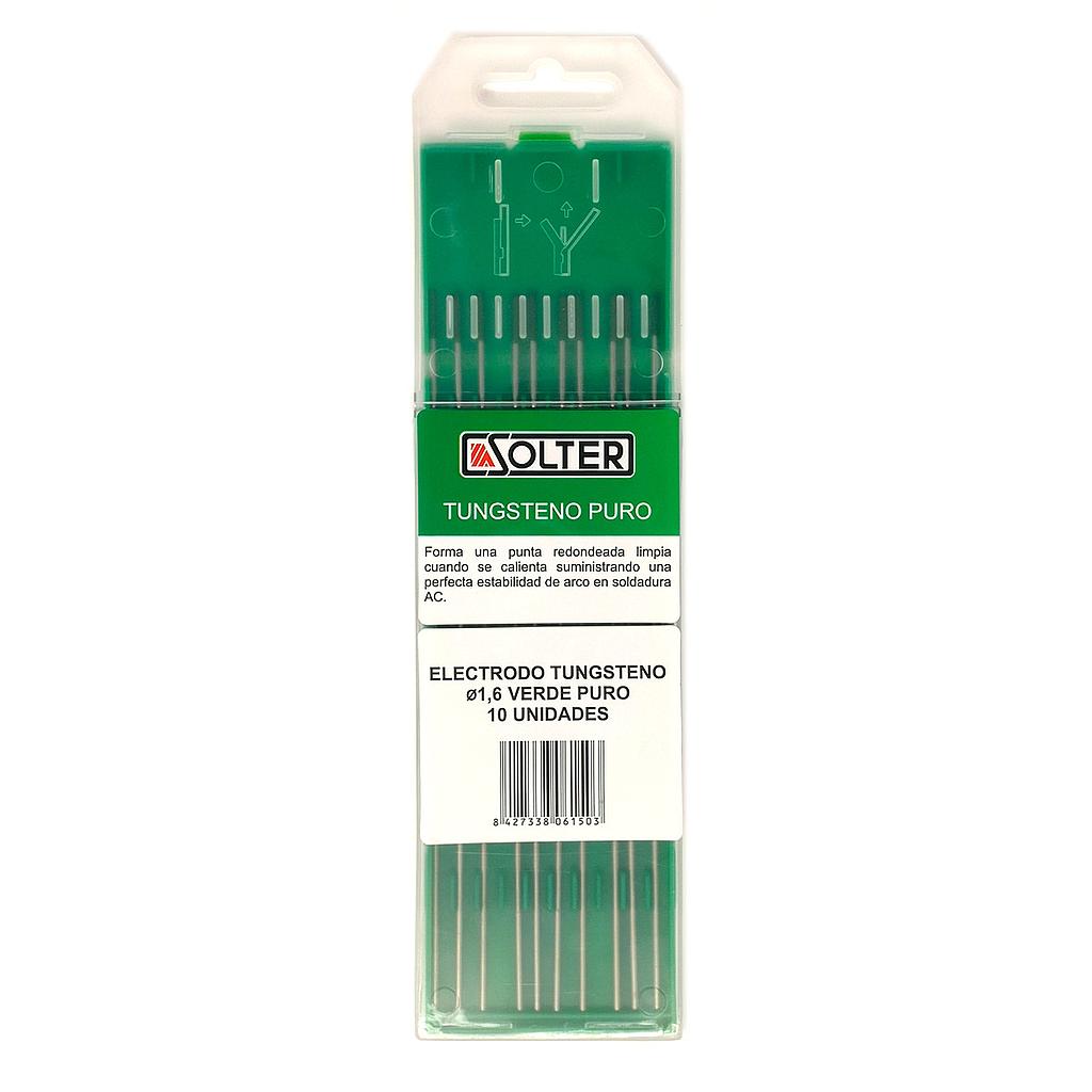Elétrodos de Tungsténio Verde SOLTER 100% Puro Ø1,0 mm 10 un Elétrodos de Tungsténio Verde SOLTER 100% Puro