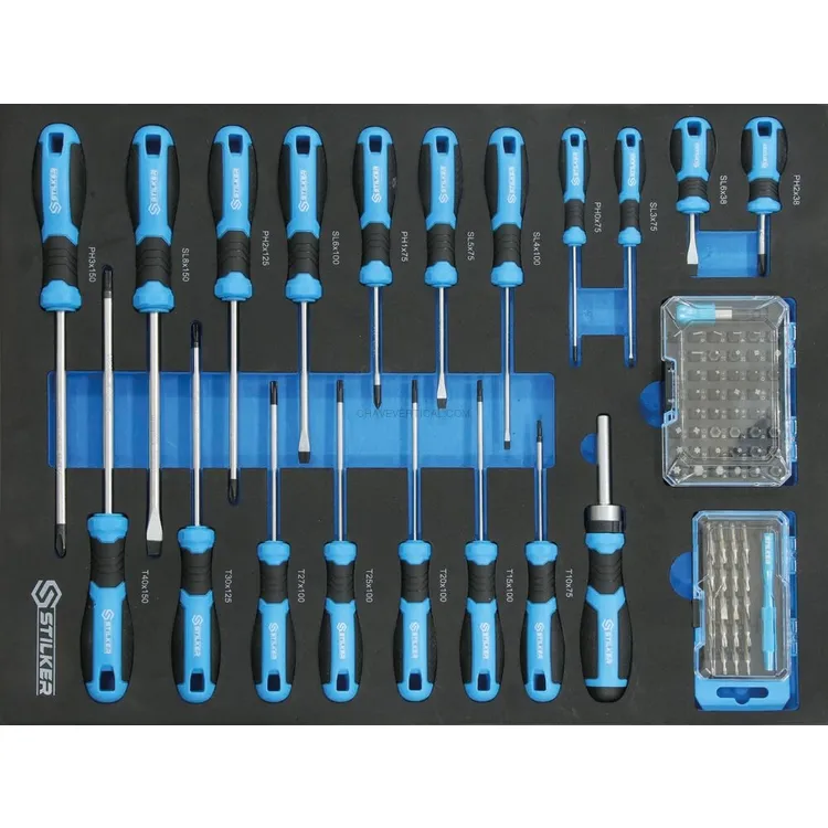 Módulo de Chaves de Fendas em Espuma STILKER 85 Peças 527x387x32 mm