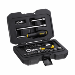 Jogo de Chaves de Caixa 1/4" STANLEY 38 Peças Roquete Bi-material